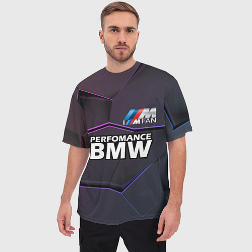 Мужская футболка оверсайз BMW Perfomance / 3D-принт – фото 3