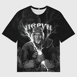 Футболка оверсайз мужская Перун Славянский бог, цвет: 3D-принт