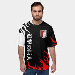 Футболка оверсайз мужская Атака Титанов: Нарисованный огонь, цвет: 3D-принт — фото 2