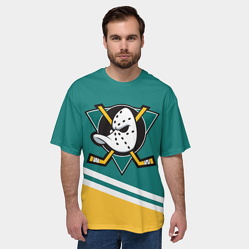 Мужская футболка оверсайз Анахайм Дакс, NHL / 3D-принт – фото 3