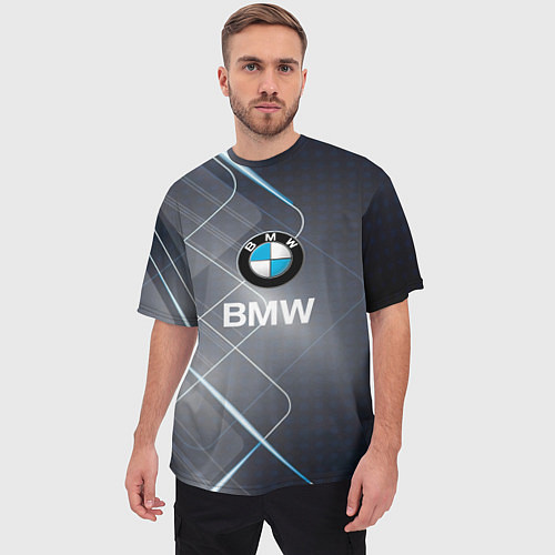 Мужская футболка оверсайз BMW Logo / 3D-принт – фото 3