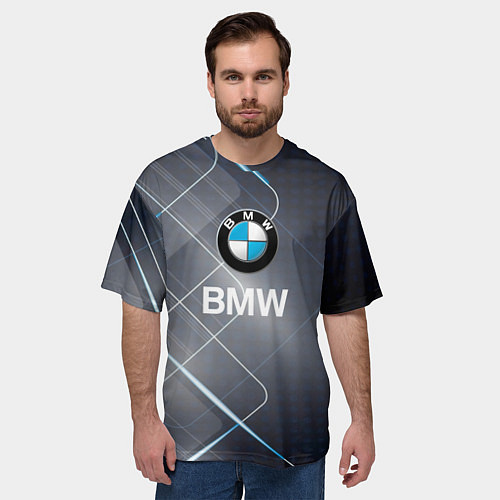 Мужская футболка оверсайз BMW Logo / 3D-принт – фото 3