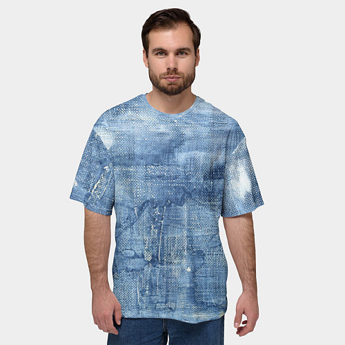 Мужская футболка оверсайз Джинсовые мазки / 3D-принт – фото 3