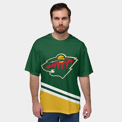 Мужская футболка оверсайз Minnesota Wild NHL / 3D-принт – фото 3