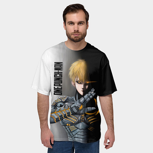 Мужская футболка оверсайз Металлическое тело Геноса One Punch-Man / 3D-принт – фото 3