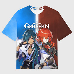 Футболка оверсайз мужская КЭЙА И ДИЛЮК ГЕНШИН, цвет: 3D-принт