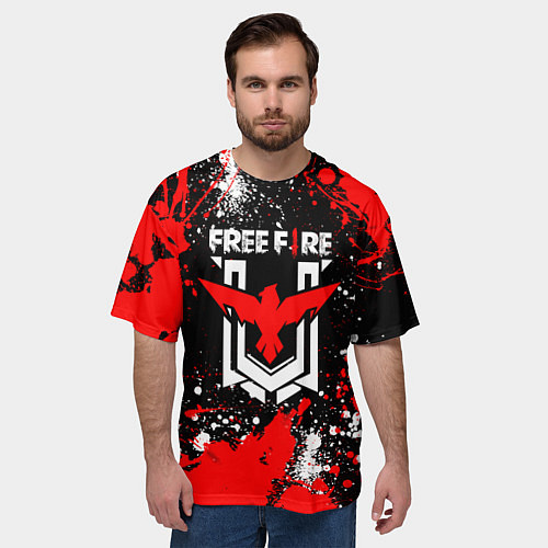Мужская футболка оверсайз Free Fire: Брызги и капли красок / 3D-принт – фото 3