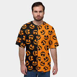 Футболка оверсайз мужская УЛЫБКА ТЫКВЫ ХЕЛЛОУИН, цвет: 3D-принт — фото 2
