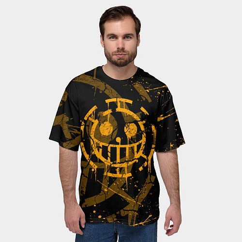 Мужская футболка оверсайз ВАН ПИС ПИРАТЫ ЖЁЛТЫЙ ЛОГО / 3D-принт – фото 3