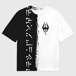 Футболка оверсайз мужская THE ELDER SCROLLS SKYRIM FUS RO DAH ЧЁРНО БЕЛЫЙ, цвет: 3D-принт