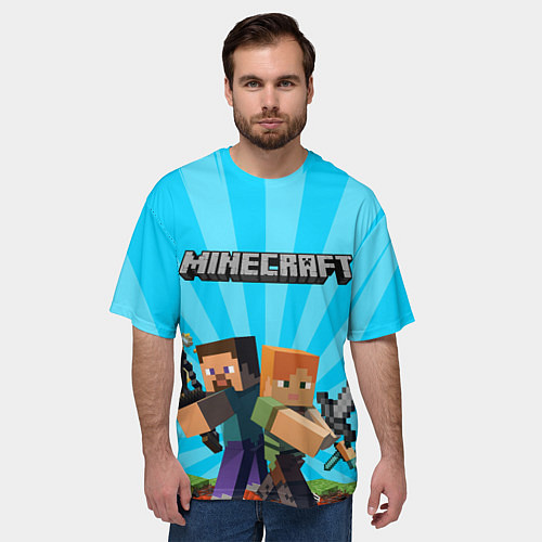 Мужская футболка оверсайз МАЙНКРАФТ ГЕРОИ ИГРЫ MINECRAFT / 3D-принт – фото 3