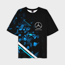 Футболка оверсайз мужская Mercedes AMG Осколки стекла, цвет: 3D-принт