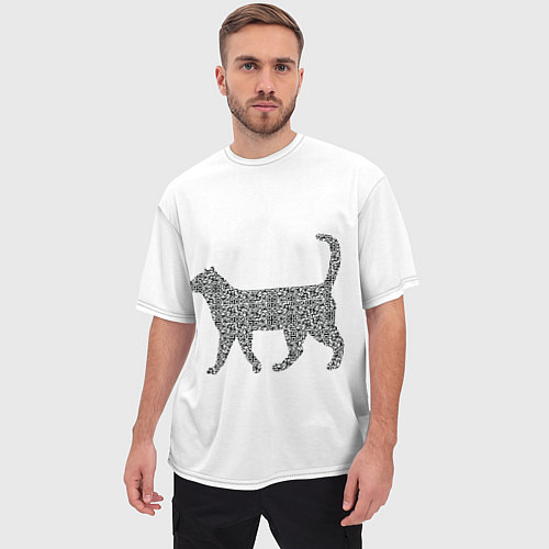 Мужская футболка оверсайз QR - кот / 3D-принт – фото 3