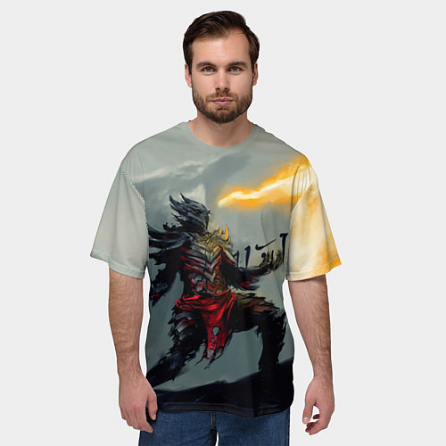 Мужская футболка оверсайз Dragonborne is here / 3D-принт – фото 3