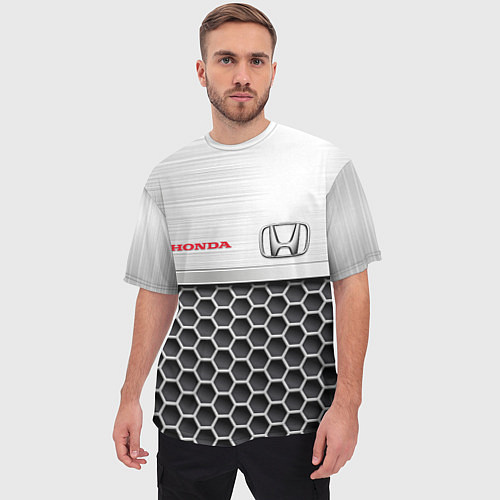 Мужская футболка оверсайз HONDA Стальная решетка / 3D-принт – фото 3