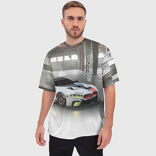 Мужская футболка оверсайз BMW Motorsport Mission 8 / 3D-принт – фото 3