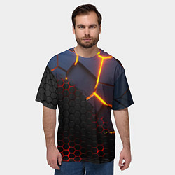 Футболка оверсайз мужская 3D РАЗЛОМ И СТАЛЬНАЯ БРОНЯ ПОПУЛЯРНЫЕ ТЕКСТУРЫ, цвет: 3D-принт — фото 2