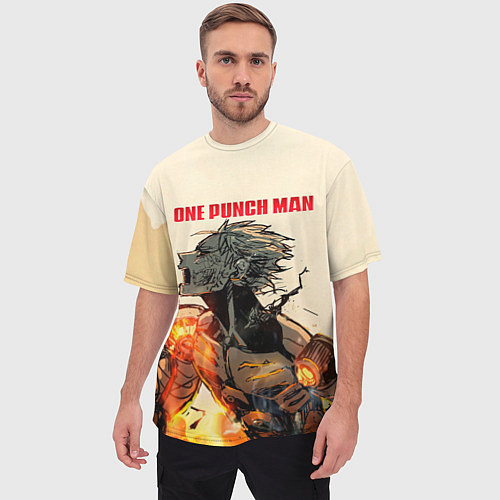 Мужская футболка оверсайз Разрушение Геноса One Punch-Man / 3D-принт – фото 3