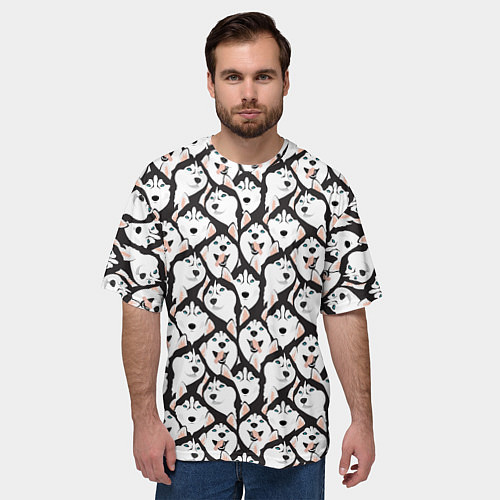 Мужская футболка оверсайз Сибирский Хаски Husky / 3D-принт – фото 3