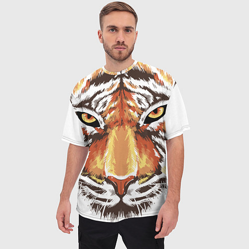 Мужская футболка оверсайз Морда тигра от John Art / 3D-принт – фото 3