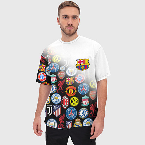 Мужская футболка оверсайз FC BARCELONA LOGOBOMBING / 3D-принт – фото 3