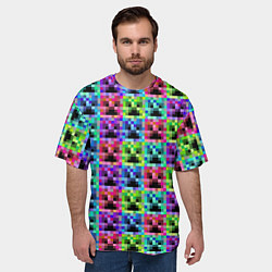 Футболка оверсайз мужская МАЙНКРАФТ MINECRAFT ЦВЕТНЫЕ КРИПЕРЫ, цвет: 3D-принт — фото 2