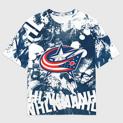 Футболка оверсайз мужская Коламбус Блю Джекетс, Columbus Blue Jackets, цвет: 3D-принт