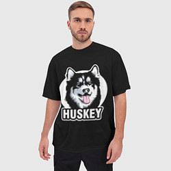 Футболка оверсайз мужская Собака Хаски Husky, цвет: 3D-принт — фото 2
