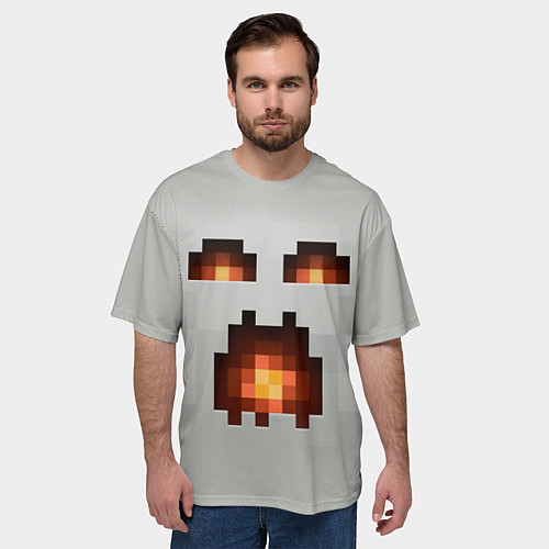 Мужская футболка оверсайз МАЙНКРАФТ, ГАСТ ОГНЕННЫЙ / 3D-принт – фото 3