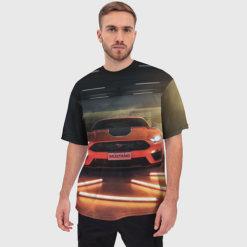 Мужская футболка оверсайз Форд Мустанг, Ford Mustang / 3D-принт – фото 3