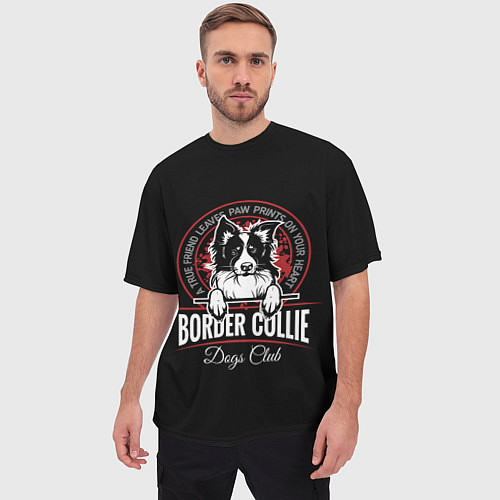 Мужская футболка оверсайз Бордер-Колли Border Collie / 3D-принт – фото 3