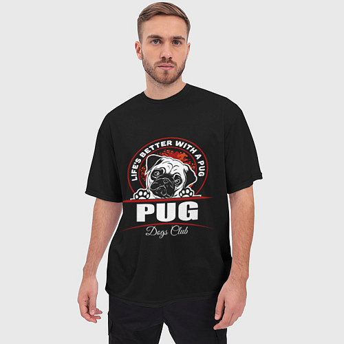 Мужская футболка оверсайз Мопс Pug / 3D-принт – фото 3