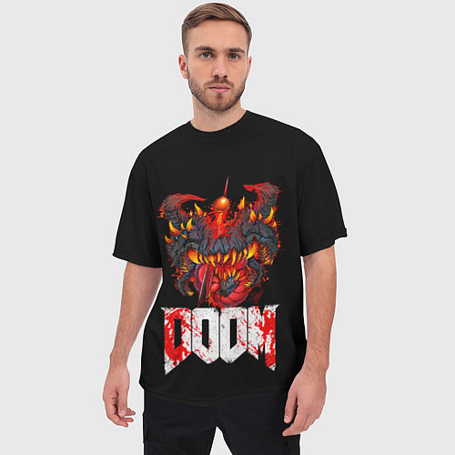 Мужская футболка оверсайз Какодемон Cacodemon Doom / 3D-принт – фото 3