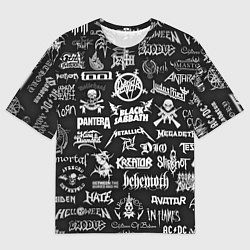Футболка оверсайз мужская ЛОГОТИПЫ МЕТАЛ ГРУПП METAL BANDS LOGO, цвет: 3D-принт