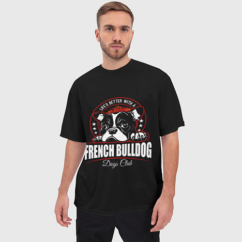 Мужская футболка оверсайз Французский Бульдог French Bulldog / 3D-принт – фото 3