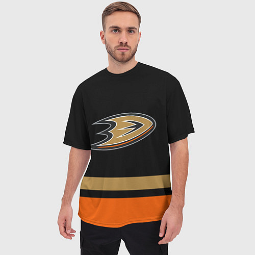 Мужская футболка оверсайз Anaheim Ducks Анахайм Дакс / 3D-принт – фото 3