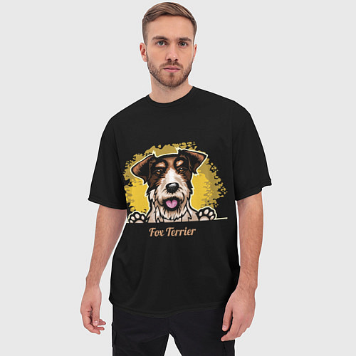 Мужская футболка оверсайз Фокстерьер Fox terrier / 3D-принт – фото 3