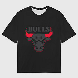 Футболка оверсайз мужская CHICAGO BULLS ЧИКАГО БУЛЛС ЯРОСТЬ БЫКА, цвет: 3D-принт