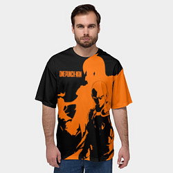 Футболка оверсайз мужская Сайтама образ в силуэте One Punch-Man, цвет: 3D-принт — фото 2