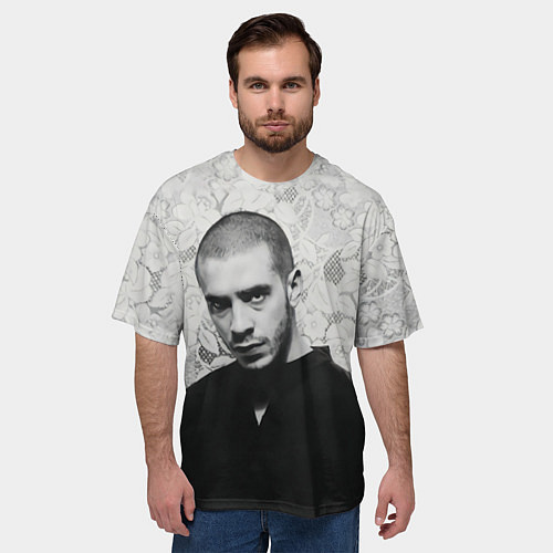 Мужская футболка оверсайз Опасный Хаски / 3D-принт – фото 3