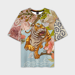 Футболка оверсайз мужская Китайский тигр Символ 2022 года, цвет: 3D-принт