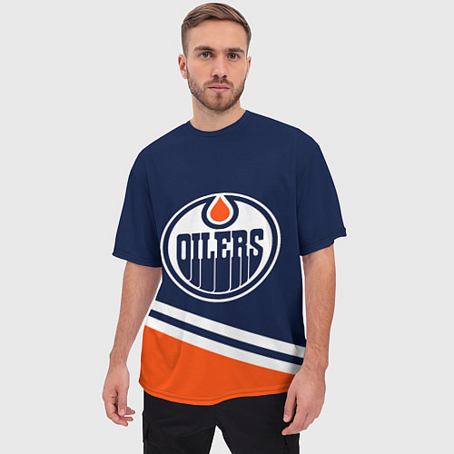 Мужская футболка оверсайз Edmonton Oilers Эдмонтон Ойлерз / 3D-принт – фото 3