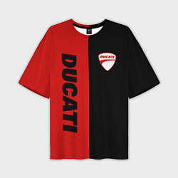 Футболка оверсайз мужская DUCATI BLACK RED BACKGROUND, цвет: 3D-принт