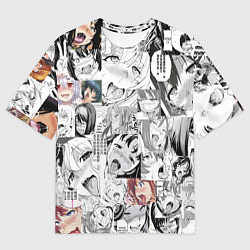 Футболка оверсайз мужская AHEGAO фон из девочек, цвет: 3D-принт
