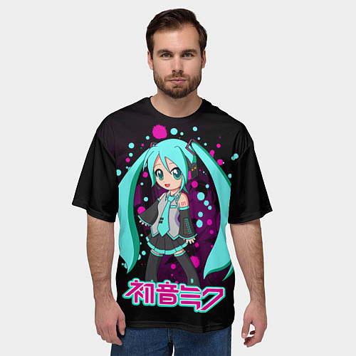 Мужская футболка оверсайз Мику Хацунэ, Hatsune Miku / 3D-принт – фото 3