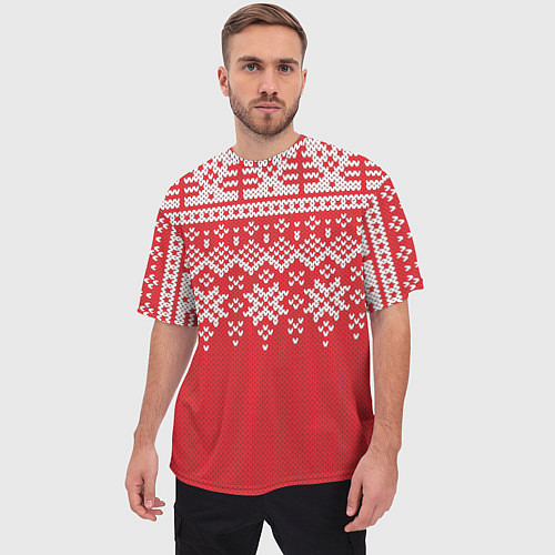 Мужская футболка оверсайз Knitted Pattern / 3D-принт – фото 3