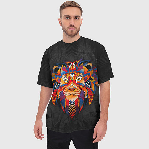 Мужская футболка оверсайз CALM LION / 3D-принт – фото 3