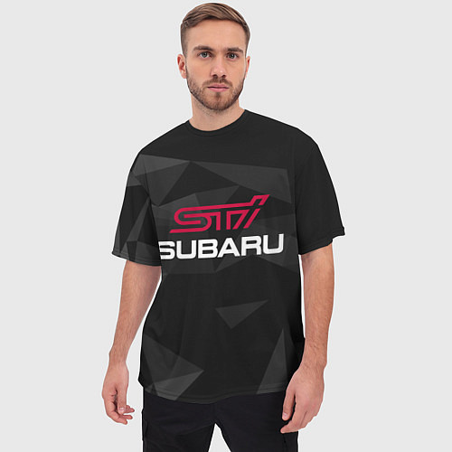 Мужская футболка оверсайз SUBARU STI, СУБАРУ / 3D-принт – фото 3