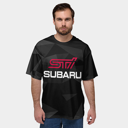 Мужская футболка оверсайз SUBARU STI, СУБАРУ / 3D-принт – фото 3