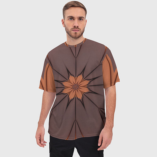 Мужская футболка оверсайз Абстрактный цветок Оранжевый / 3D-принт – фото 3